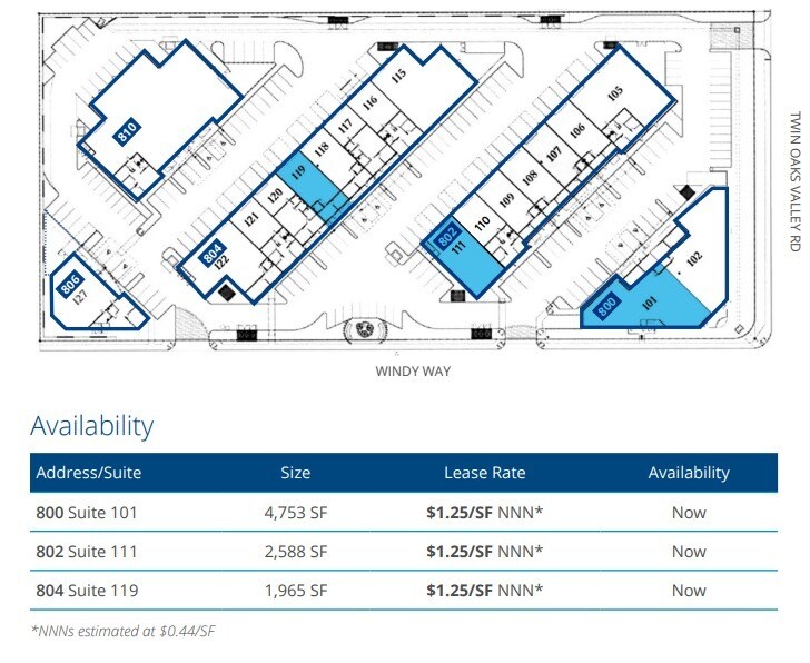 800 N Twin Oaks Valley Rd, San Marcos, CA à louer Plan de site– Image 1 sur 2
