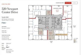 520 Newport Center Dr, Newport Beach, CA à louer Plan d’étage– Image 1 sur 1