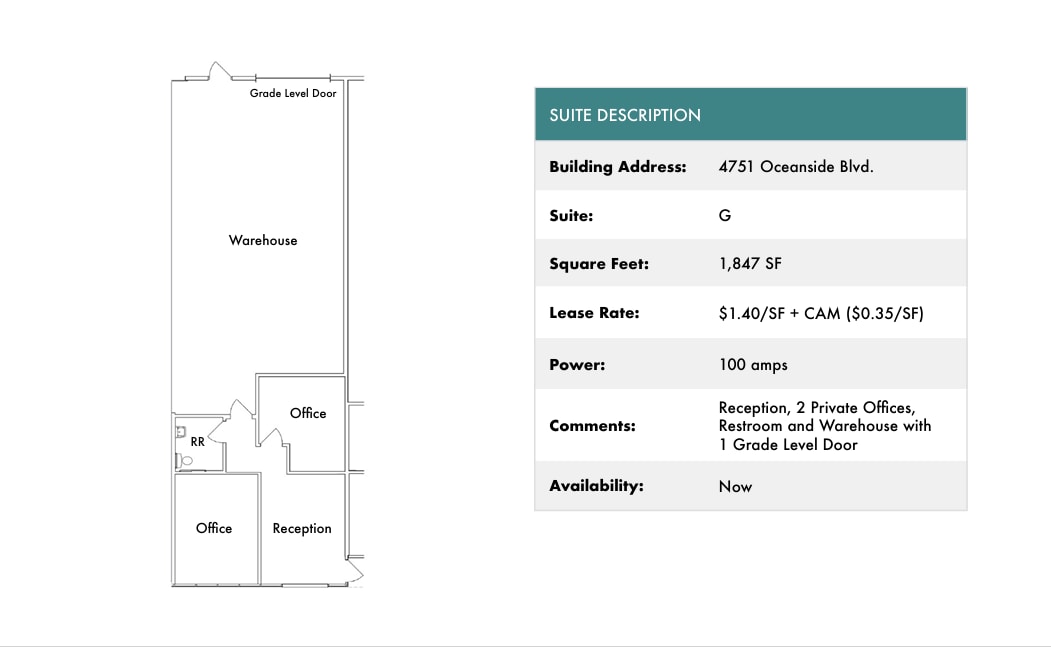 1818 Peacock Blvd, Oceanside, CA à louer Plan d’étage– Image 1 sur 1