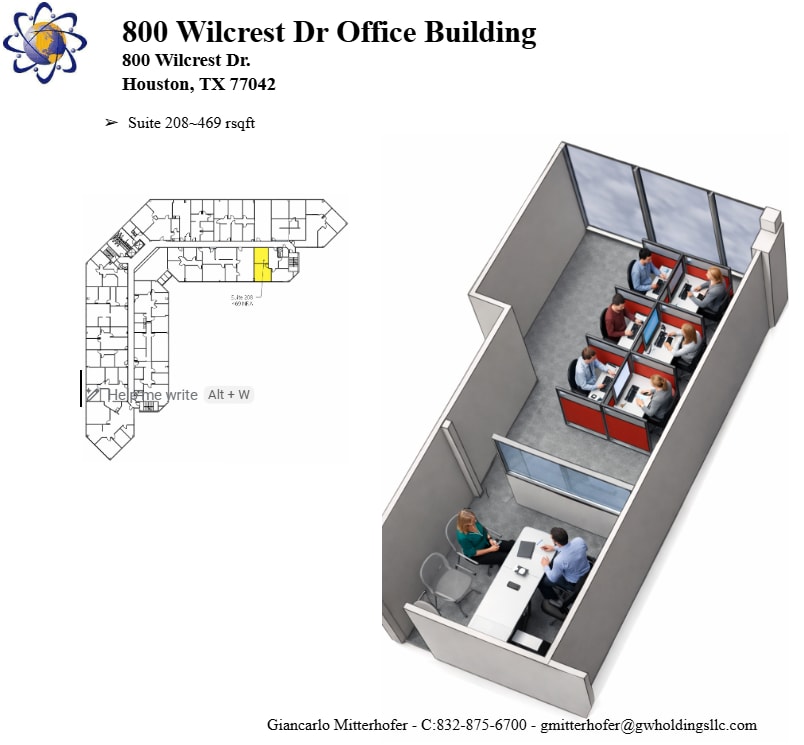 800 Wilcrest Dr, Houston, TX à louer Plan d’étage– Image 1 sur 1