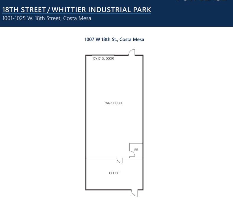 1001-1025 W 18th St, Costa Mesa, CA à louer Plan d’étage– Image 1 sur 1
