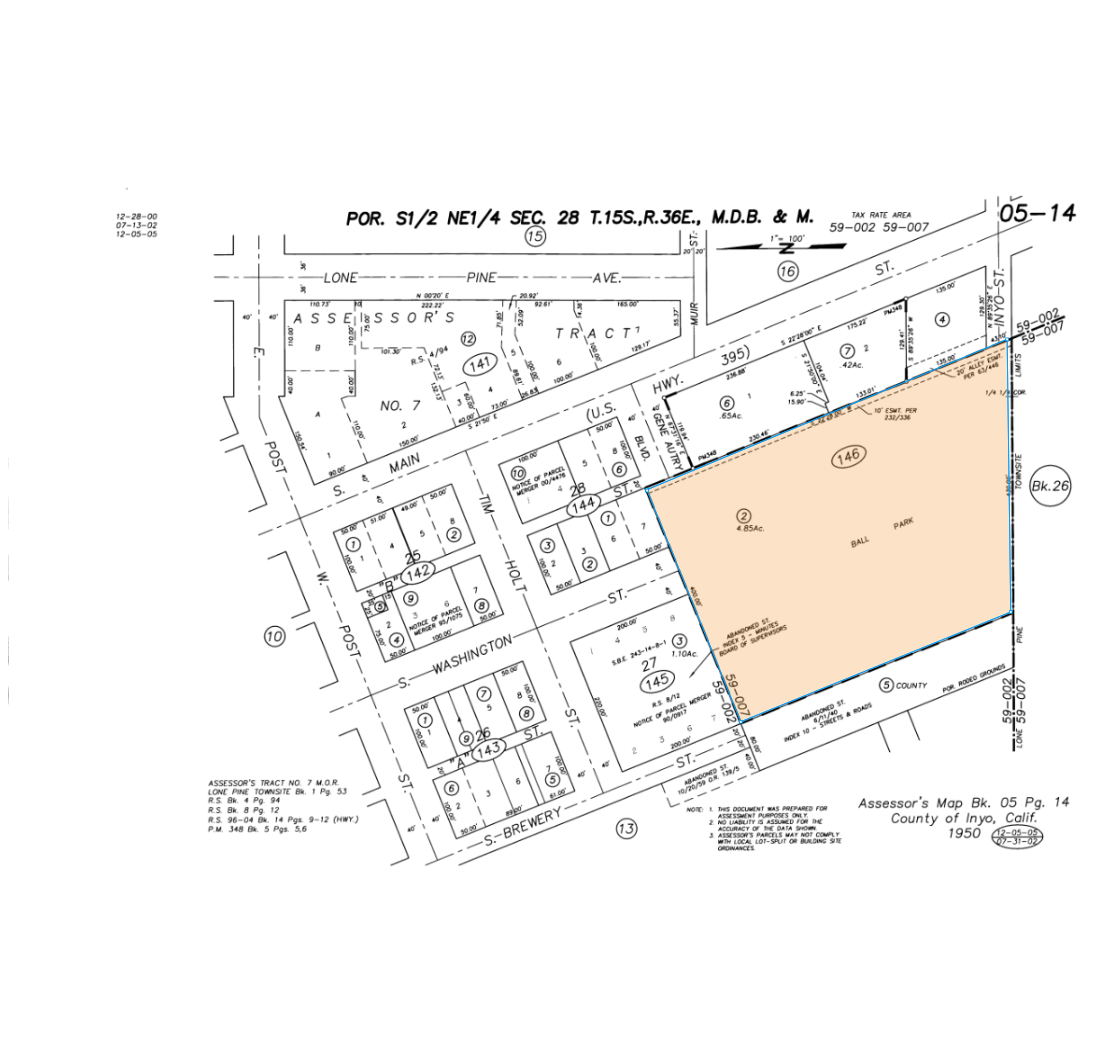 605 Main Street, Lone Pine, CA à vendre Plan cadastral– Image 1 sur 2