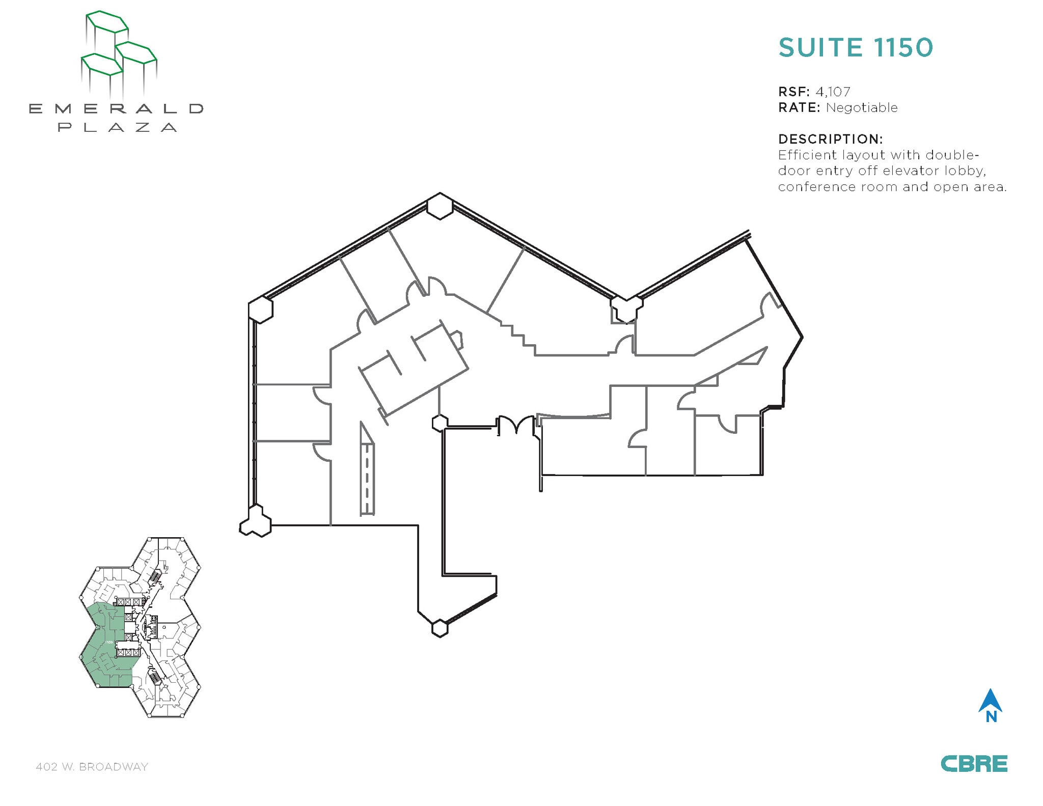 402 W Broadway, San Diego, CA à louer Plan d’étage– Image 1 sur 2