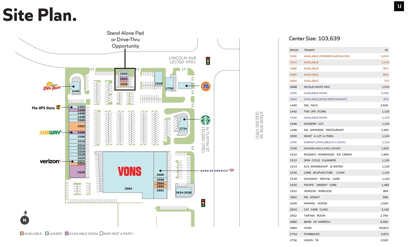 1440-1628 E Lincoln Ave, Orange, CA à louer Plan de site– Image 1 sur 1