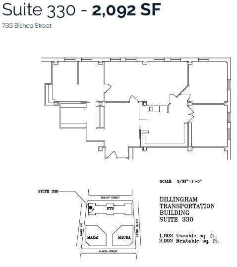 733 Bishop St, Honolulu, HI à louer Plan d’étage– Image 1 sur 1