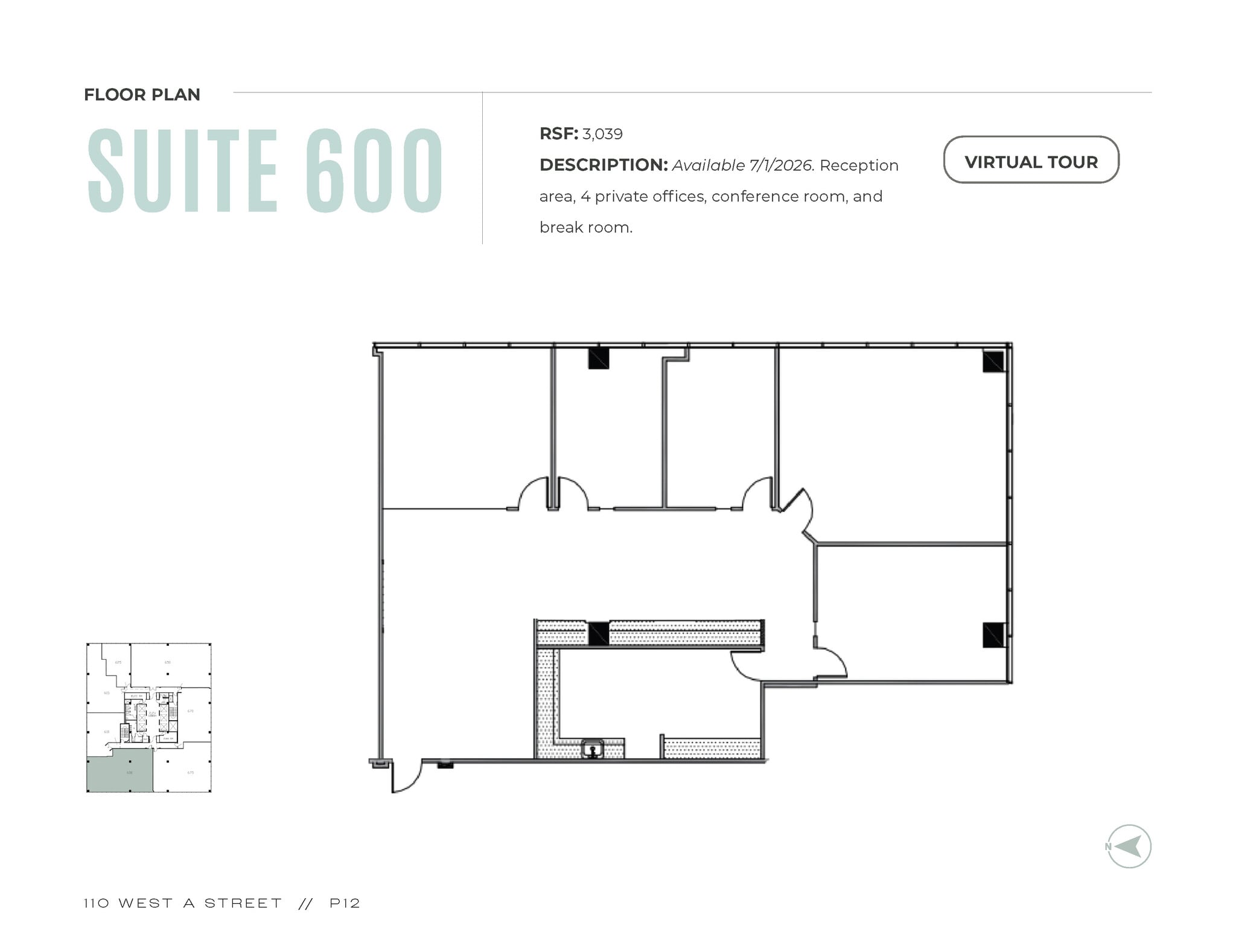 110 W A St, San Diego, CA à louer Plan d’étage– Image 1 sur 1