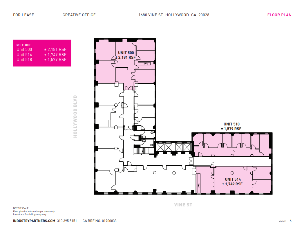 1680 N Vine St, Hollywood, CA à louer Plan d’étage– Image 1 sur 1