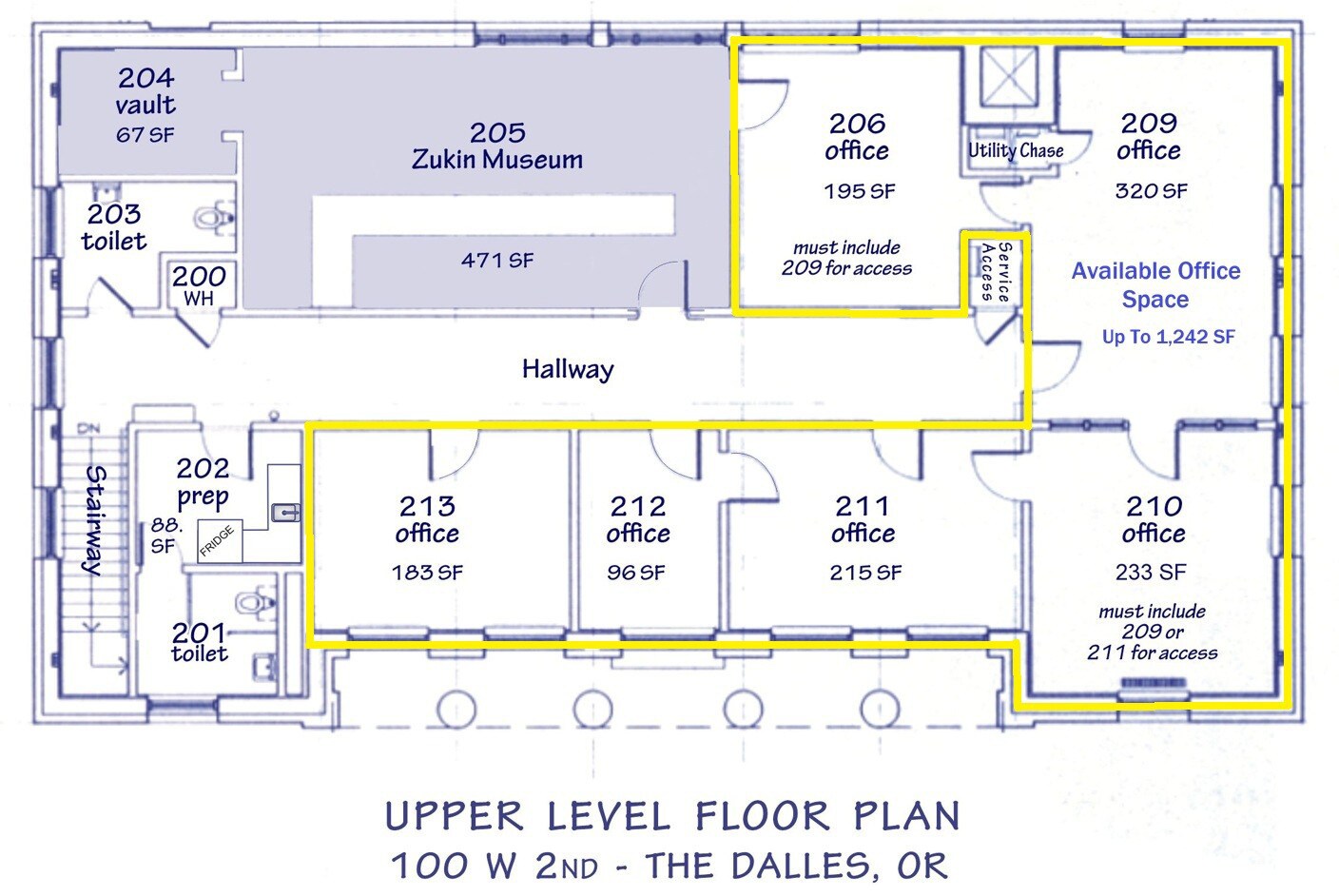 100 W 2nd St, The Dalles, OR à louer Plan d’étage– Image 1 sur 5