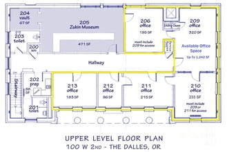 100 W 2nd St, The Dalles, OR à louer Plan d’étage– Image 1 sur 5