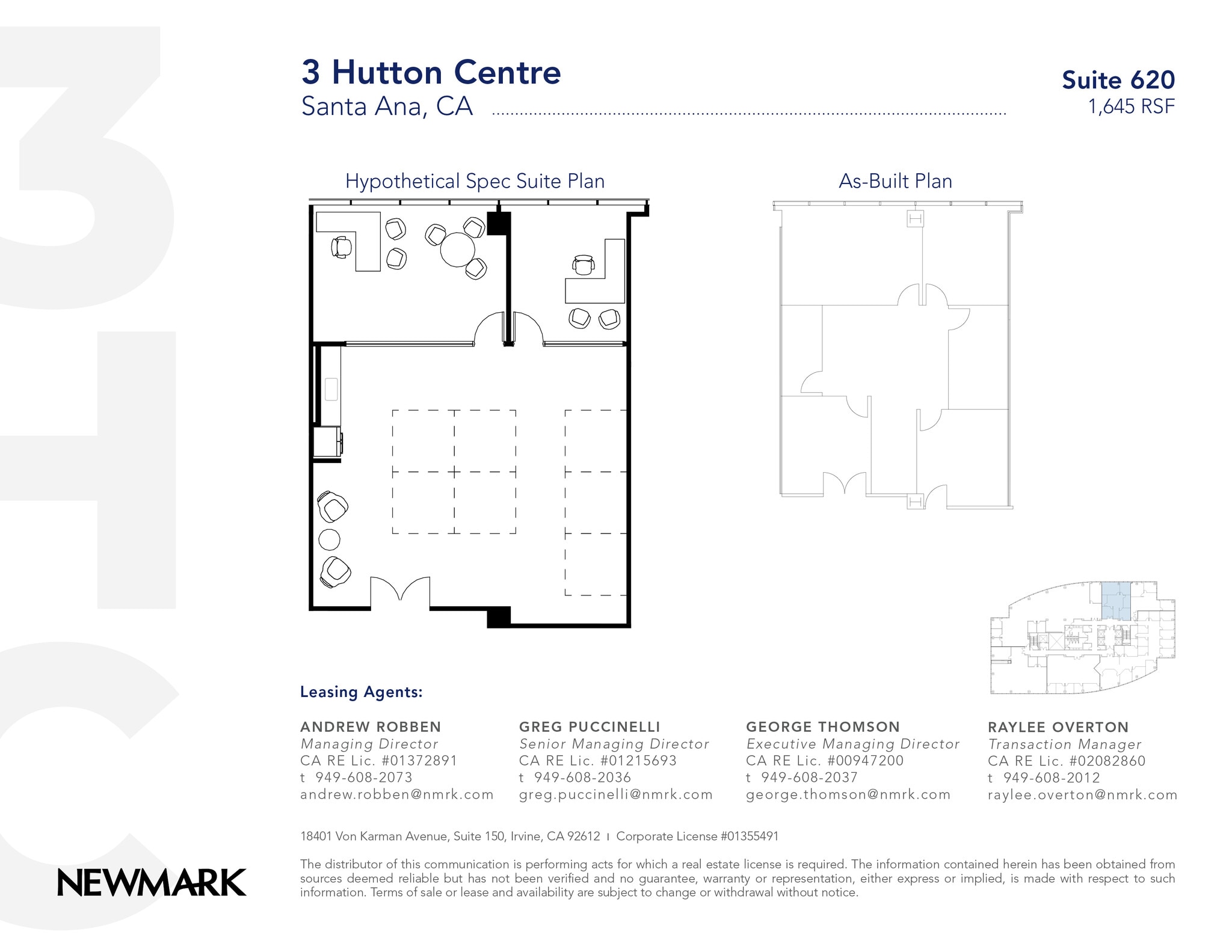 3 Hutton Centre Dr, Santa Ana, CA à louer Plan d’étage– Image 1 sur 3
