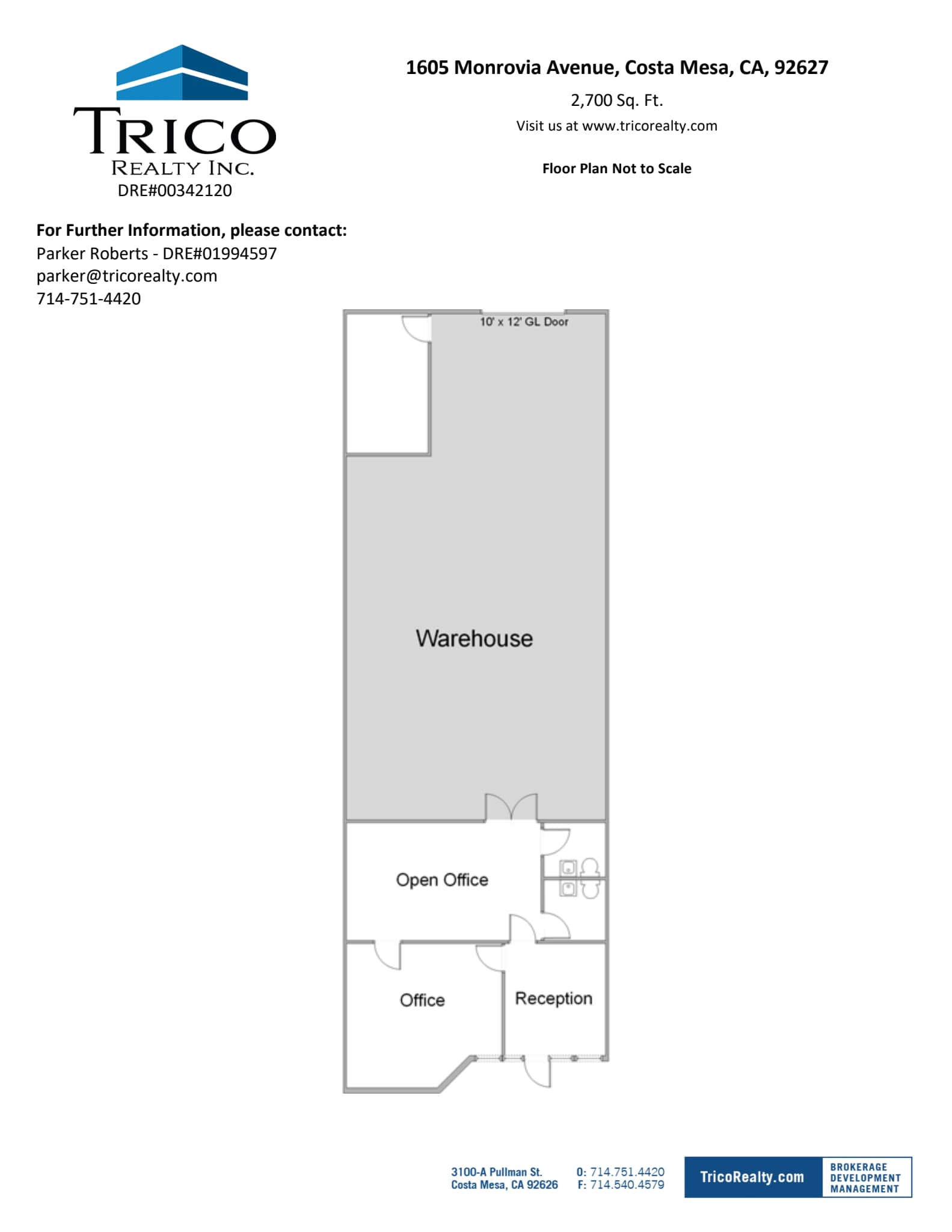 1601-1615 Monrovia Ave, Costa Mesa, CA à louer Plan d’étage– Image 1 sur 1