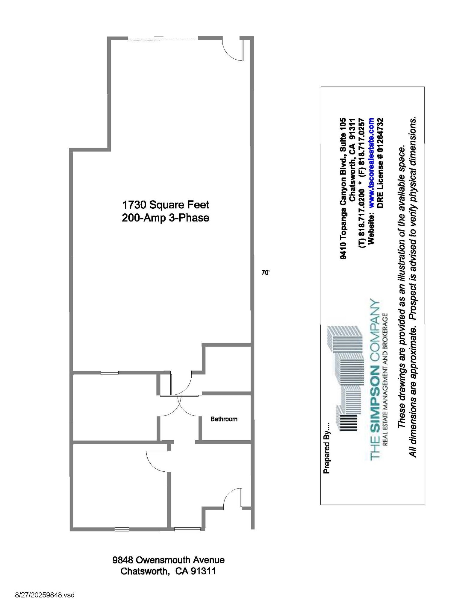 9840-9848 Owensmouth Ave, Chatsworth, CA à louer Plan d’étage– Image 1 sur 7