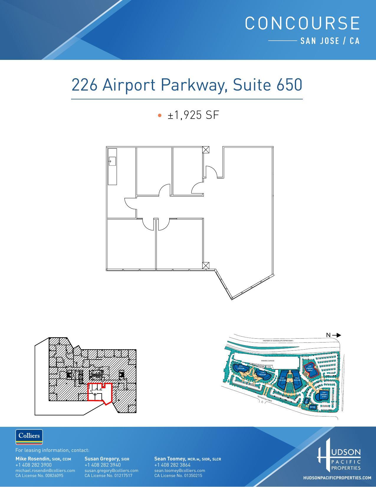 224 Airport Pkwy, San Jose, CA à louer Plan d’étage– Image 1 sur 1