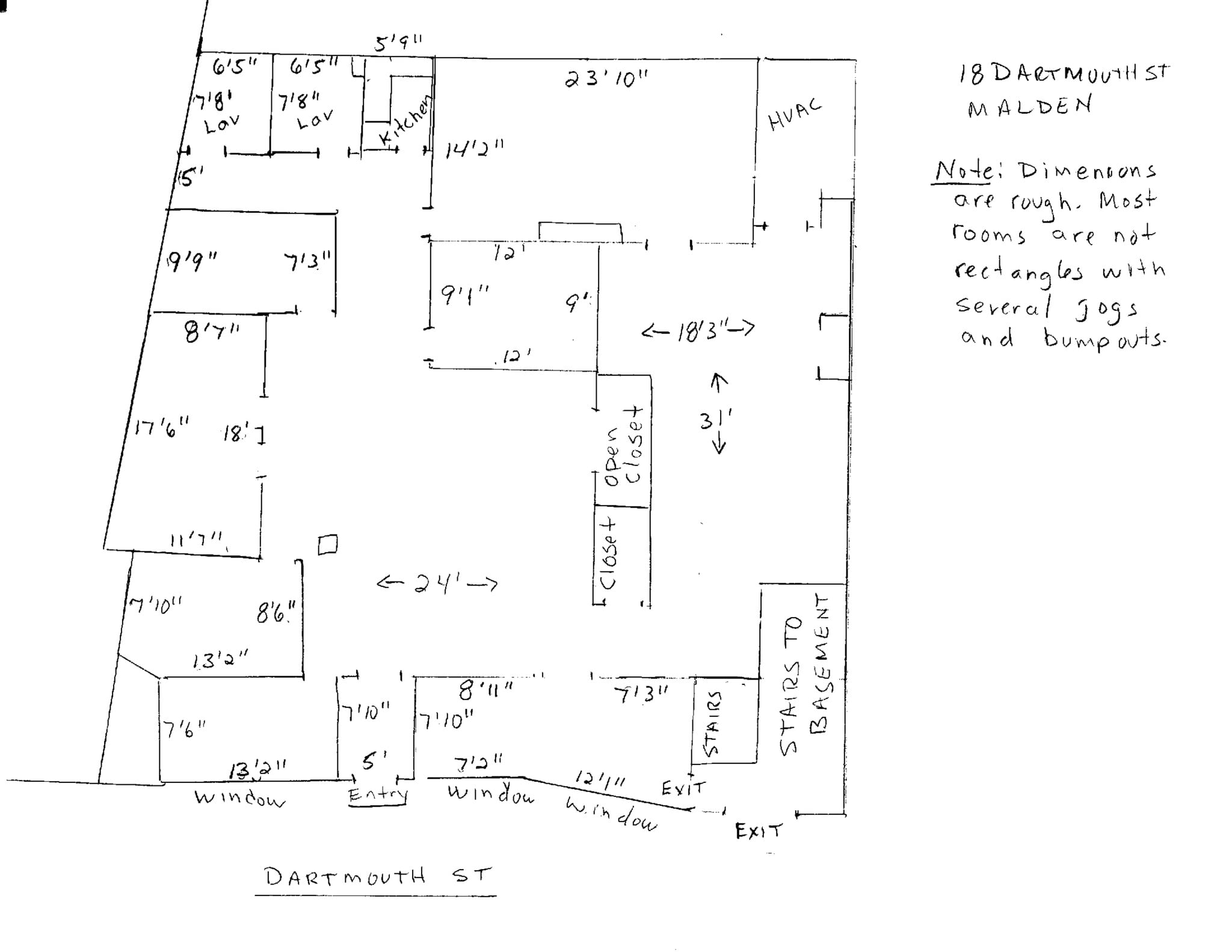 18 Dartmouth St, Malden, MA à louer Plan d’étage– Image 1 sur 1