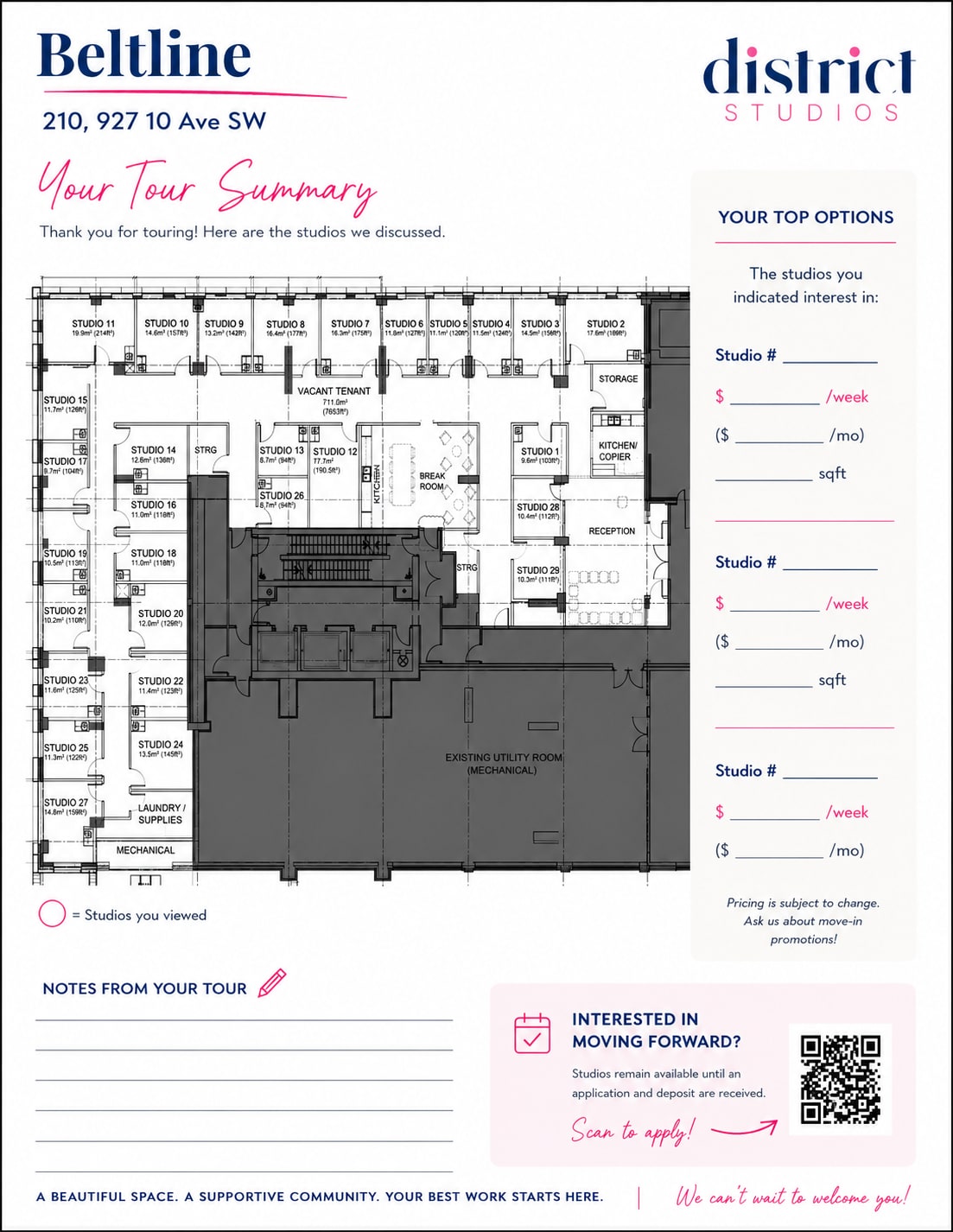 927 10 Av SW, Calgary, AB à louer Plan d’étage– Image 1 sur 7