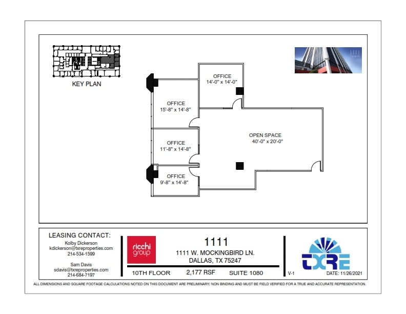 1111 W Mockingbird Ln, Dallas, TX à louer Plan d’étage– Image 1 sur 2