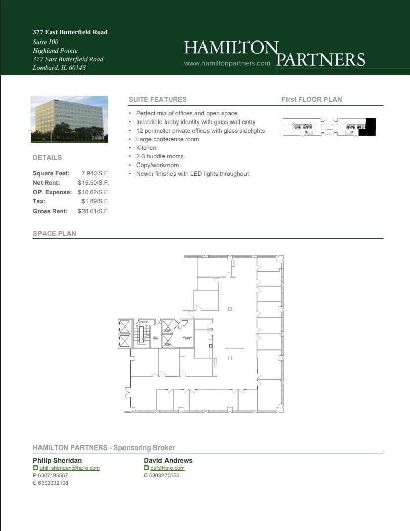 377 E Butterfield Rd, Lombard, IL à louer Plan d’étage– Image 1 sur 1