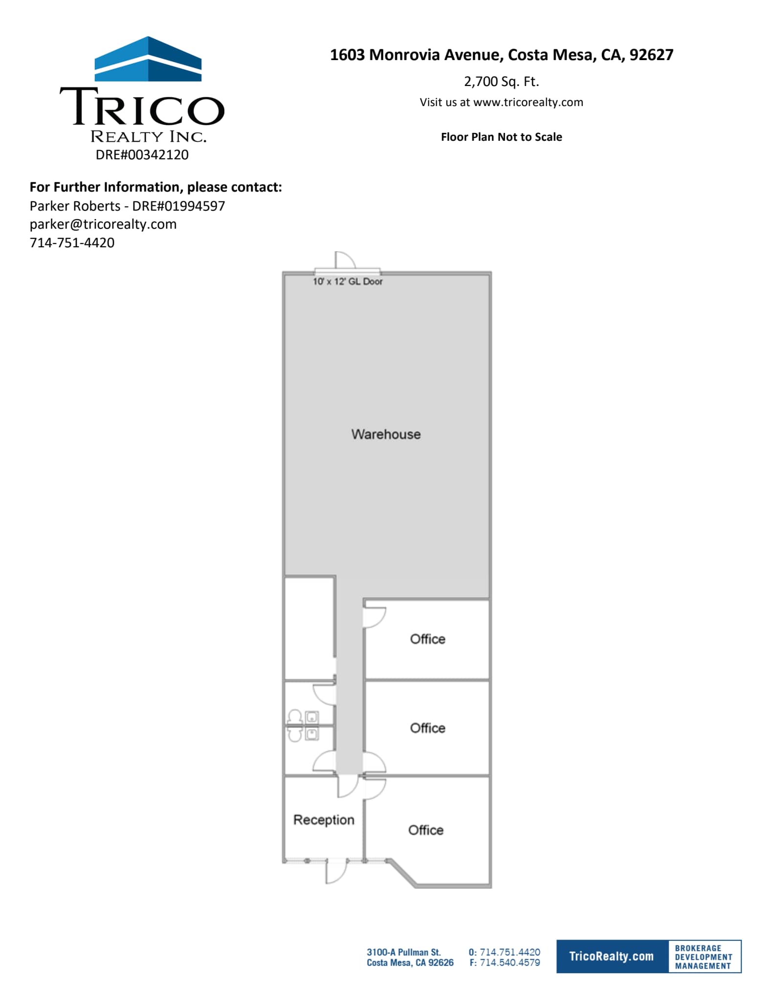 1601-1615 Monrovia Ave, Costa Mesa, CA à louer Plan d’étage– Image 1 sur 1