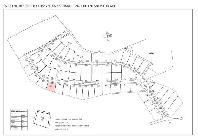 27 Avinguda de Pere Coromines, Sant Pol de Mar, Barcelona à vendre - Plan cadastral – Image 1 sur 1