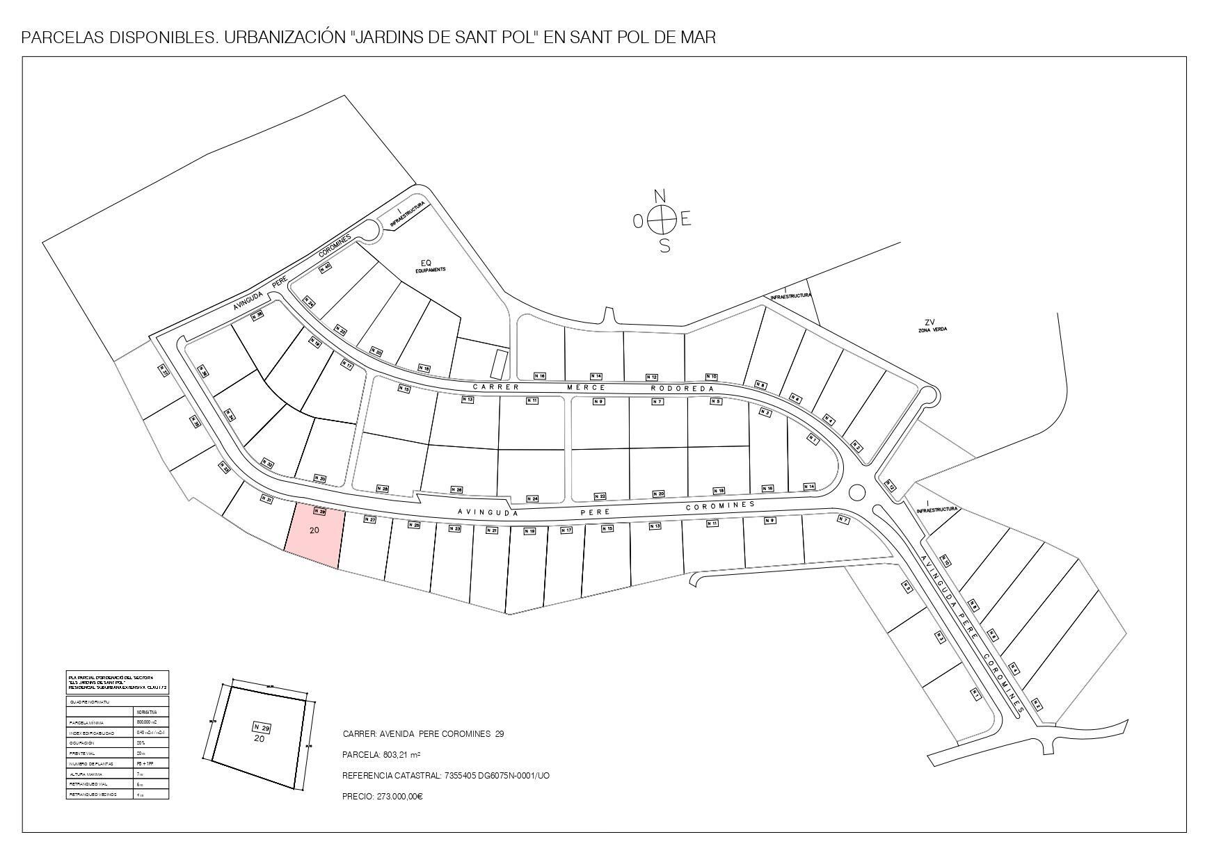 27 Avinguda de Pere Coromines, Sant Pol de Mar, Barcelona à vendre Plan cadastral– Image 1 sur 2