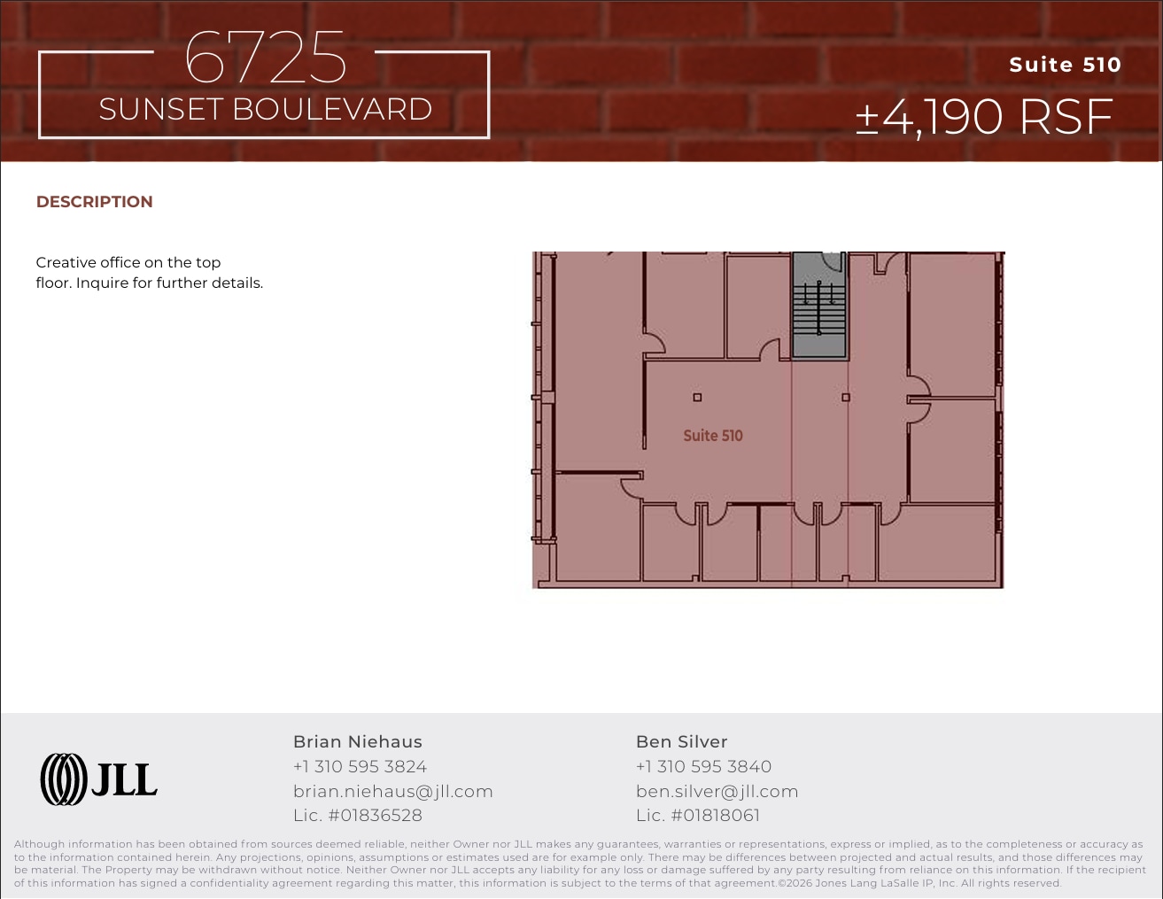 6725 W Sunset Blvd, Los Angeles, CA à louer Plan d’étage– Image 1 sur 2