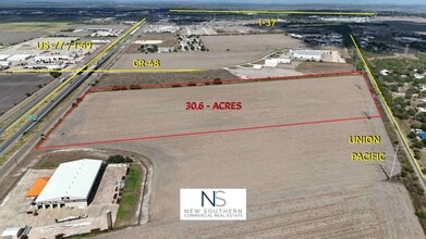 Hwy 77 & County Rd 48, Robstown, TX - VUE AÉRIENNE  vue de carte - Image1