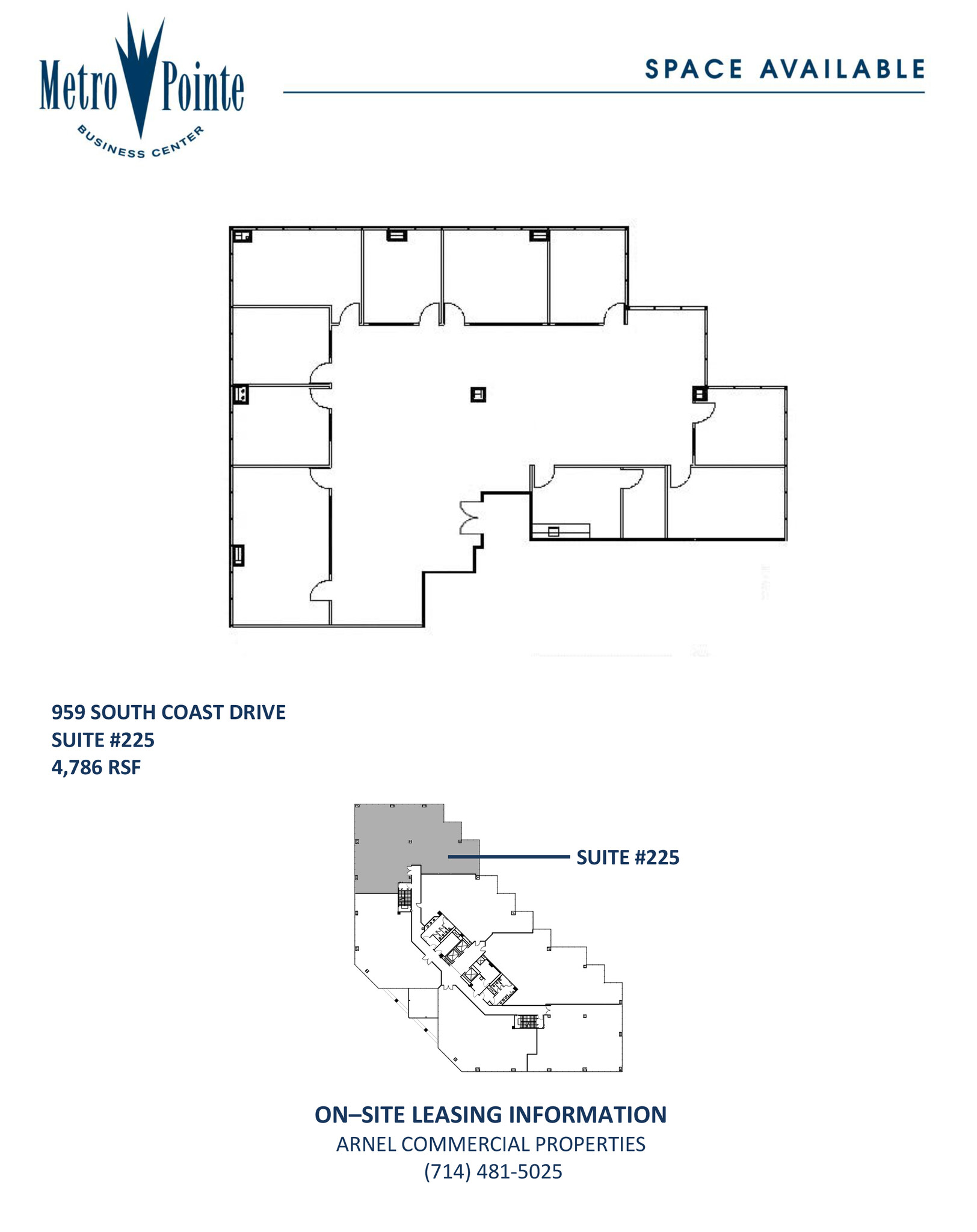 959 S Coast Dr, Costa Mesa, CA à louer Plan d’étage– Image 1 sur 2