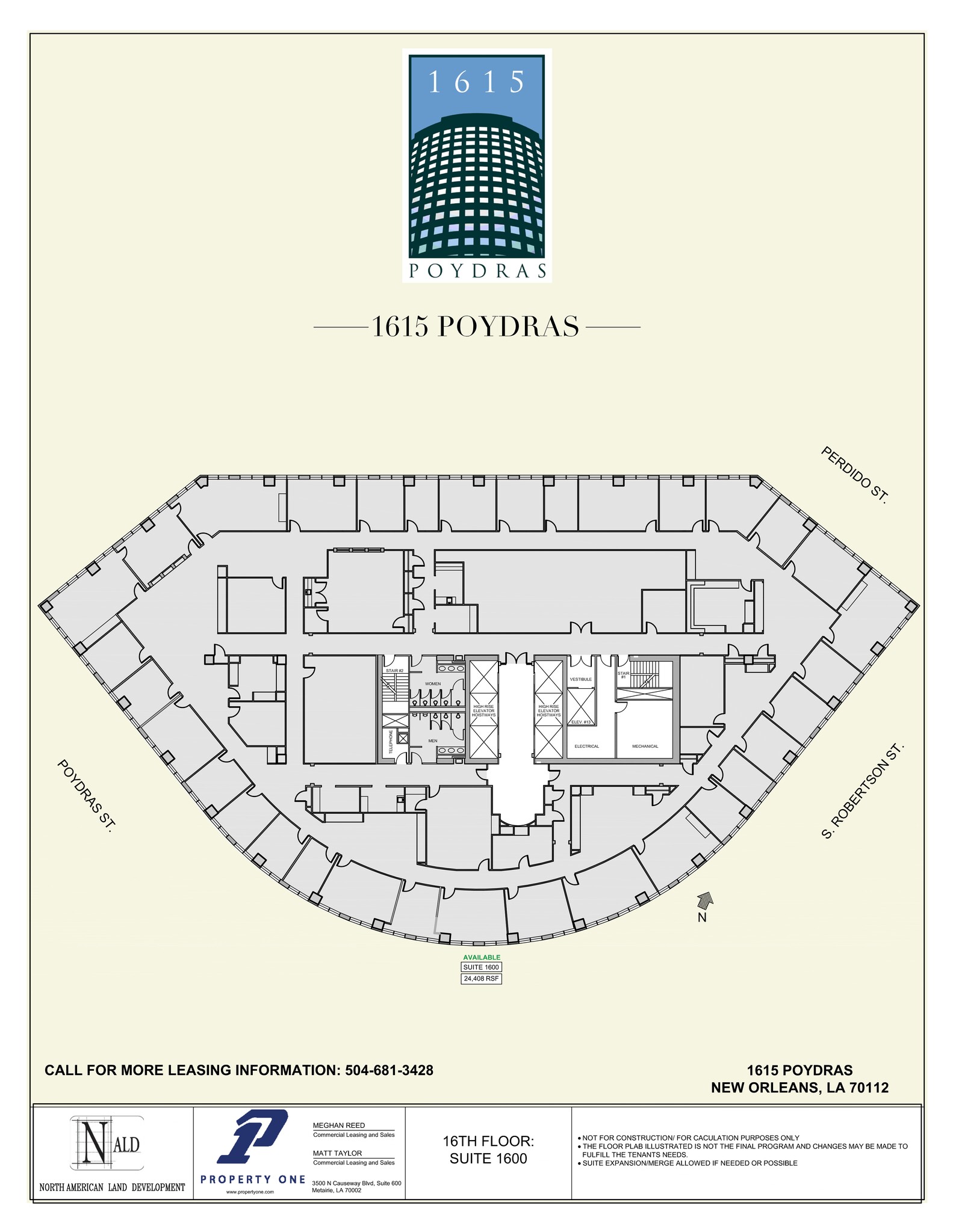 1615 Poydras St, New Orleans, LA à louer Plan de site– Image 1 sur 1