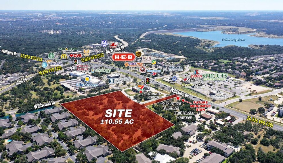 Williams Dr & Wildwood Dr, Georgetown, TX à vendre - Aérien – Image 1 sur 4