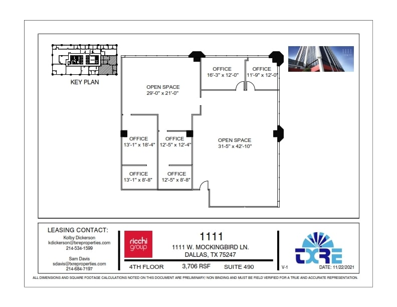 1111 W Mockingbird Ln, Dallas, TX à louer Plan d’étage– Image 1 sur 1