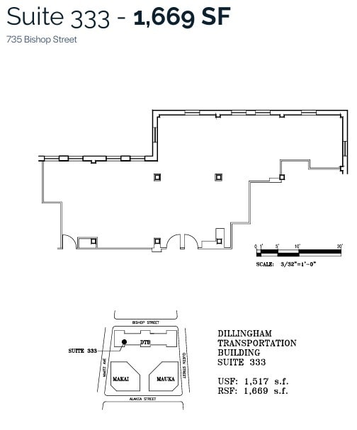733 Bishop St, Honolulu, HI à louer Plan d’étage– Image 1 sur 1