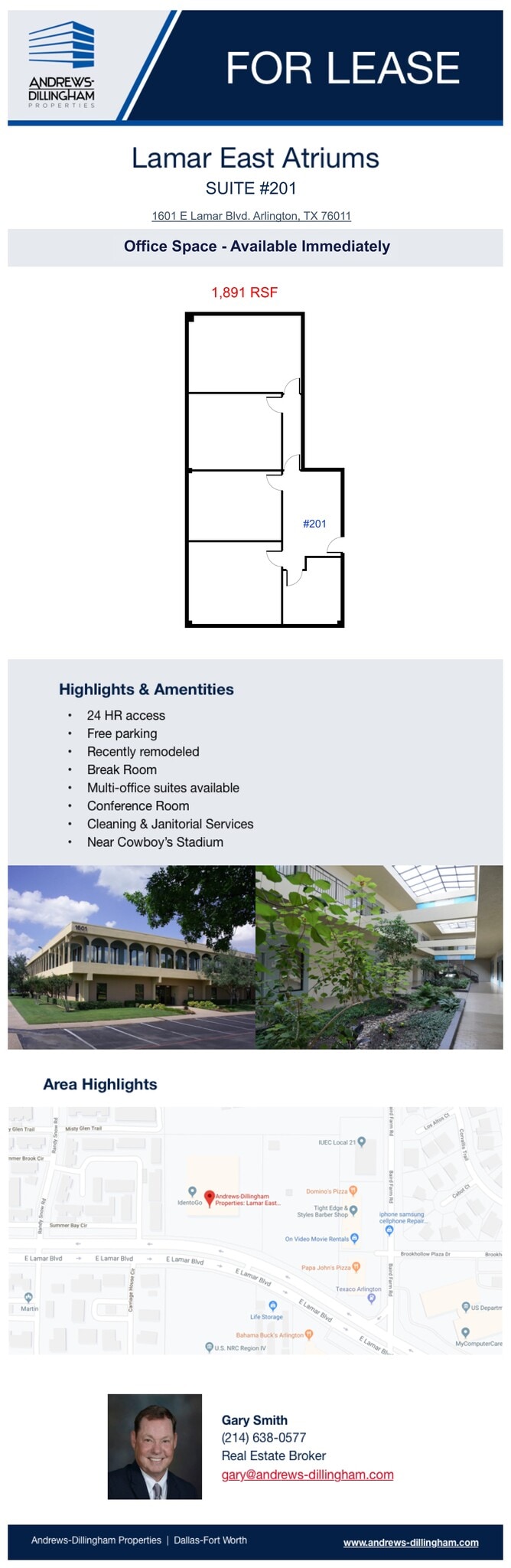 1601 E Lamar Blvd, Arlington, TX à louer Plan d’étage– Image 1 sur 1