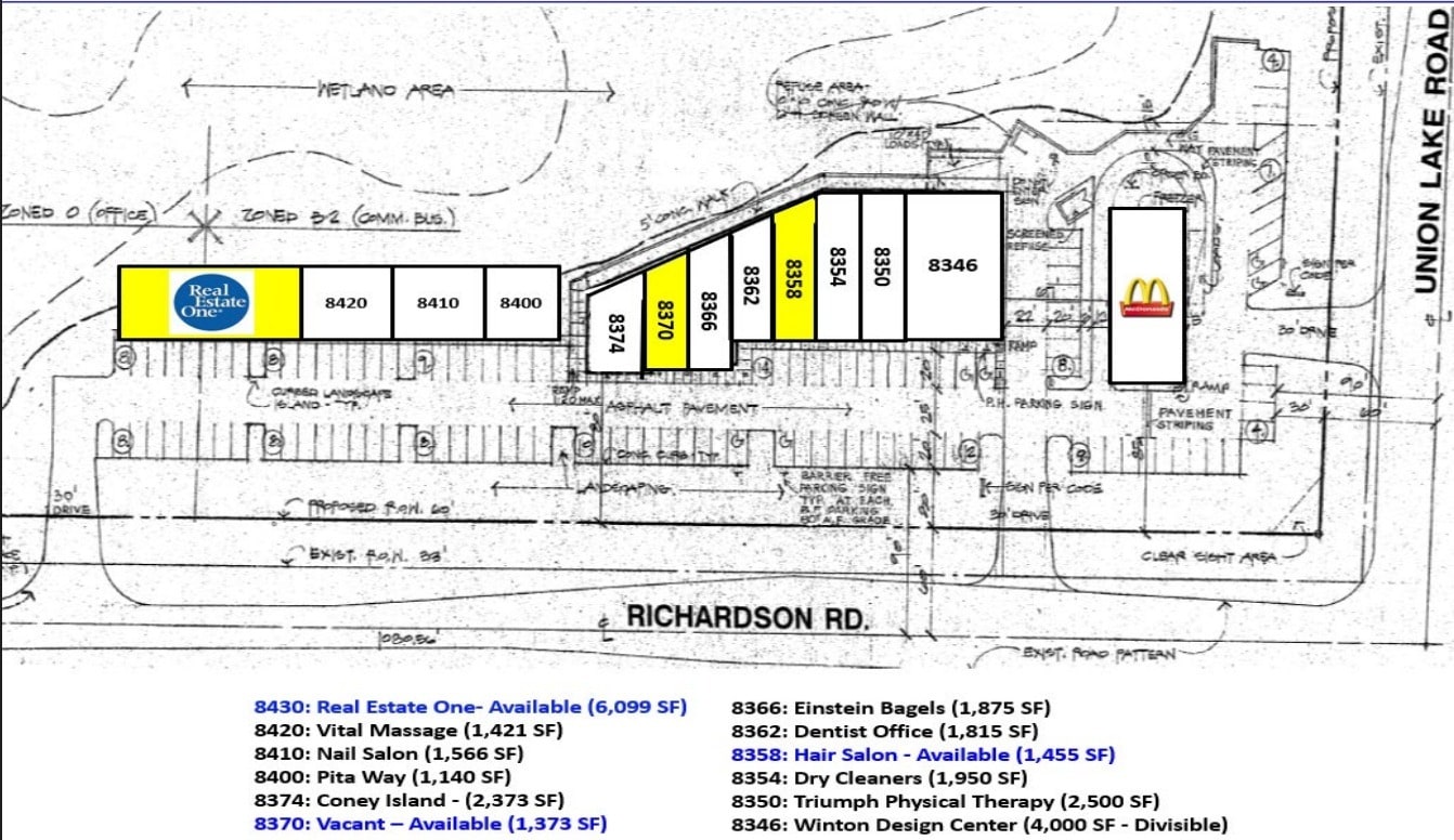 8346-8430 Richardson Rd, Commerce Township, MI à louer Plan d’étage– Image 1 sur 1