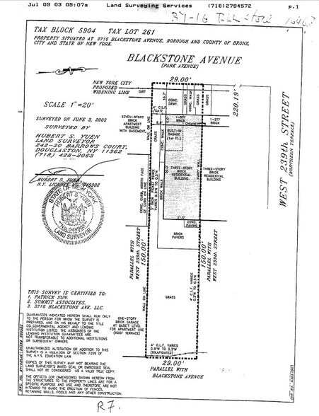 3716 Blackstone Ave, Riverdale, NY à vendre - Plan cadastral – Image 2 sur 2
