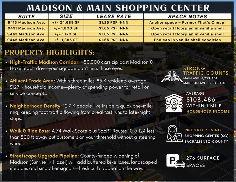 9407-9417 Madison Ave, Orangevale, CA à louer - Photo de l’immeuble – Image 2 sur 9
