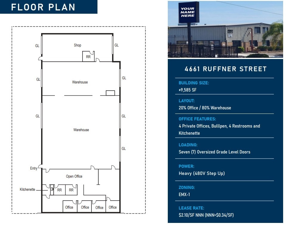 4661 Ruffner St, San Diego, CA à louer Plan d’étage– Image 1 sur 1