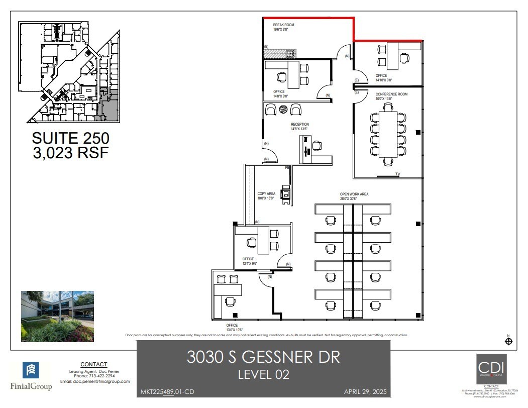 3030 S Gessner Rd, Houston, TX à louer Plan d’étage– Image 1 sur 1