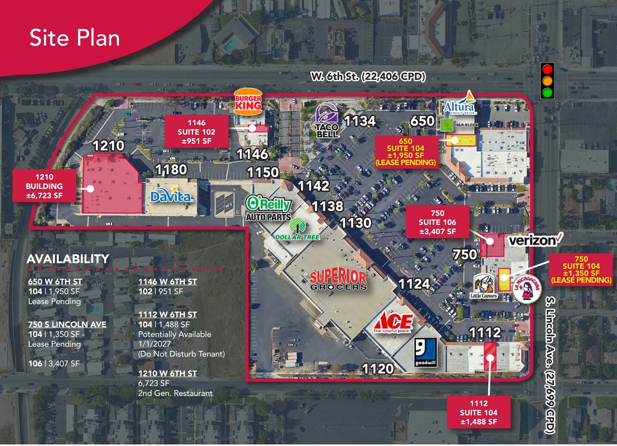 1110-1150 W 6th St, Corona, CA à louer Plan de site– Image 1 sur 1