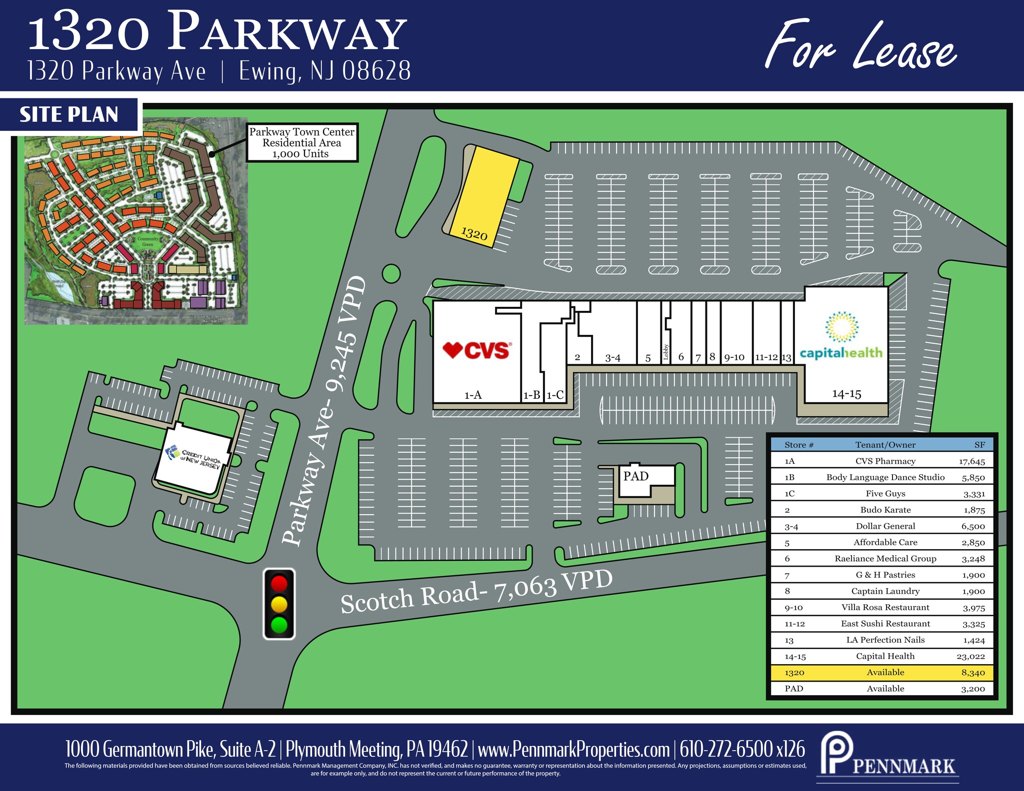 1320 Parkway Ave, Ewing, NJ à louer Plan de site– Image 1 sur 1