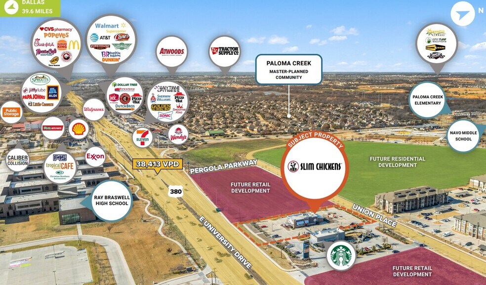 750 Union Pl, Aubrey, TX à vendre - Aérien – Image 2 sur 3