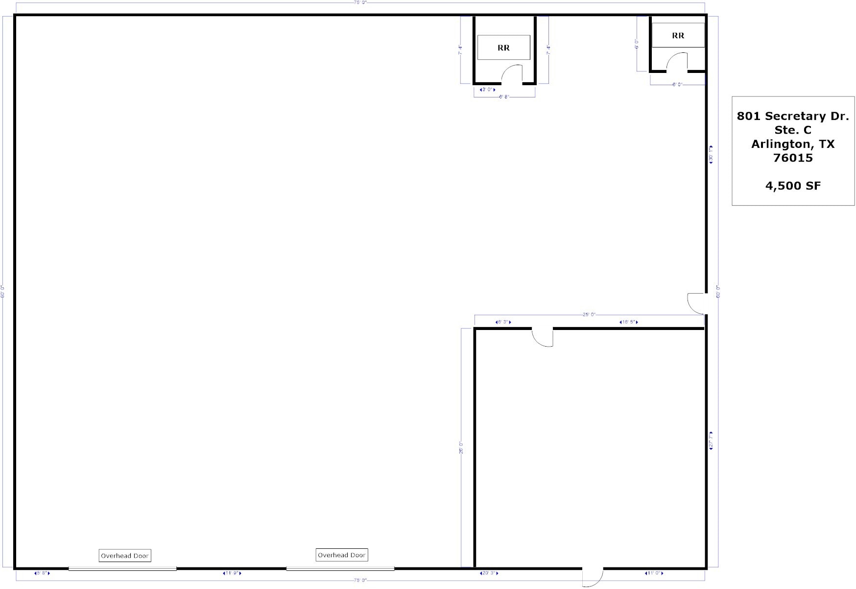 801 Secretary Dr, Arlington, TX à louer Plan d’étage– Image 1 sur 1