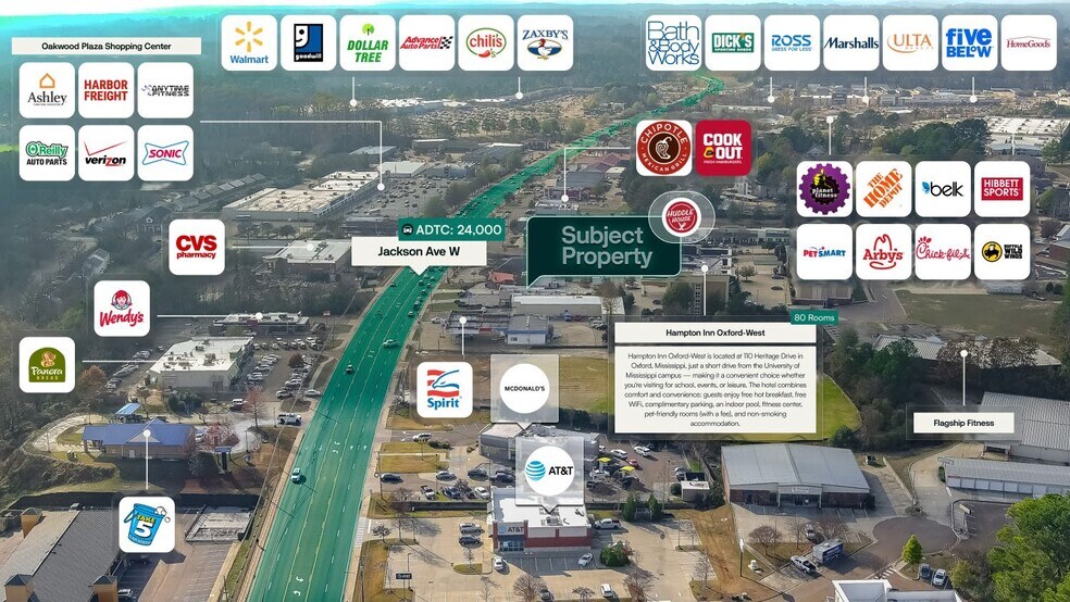 1925 Jackson Ave W, Oxford, MS à vendre - Aérien – Image 2 sur 3