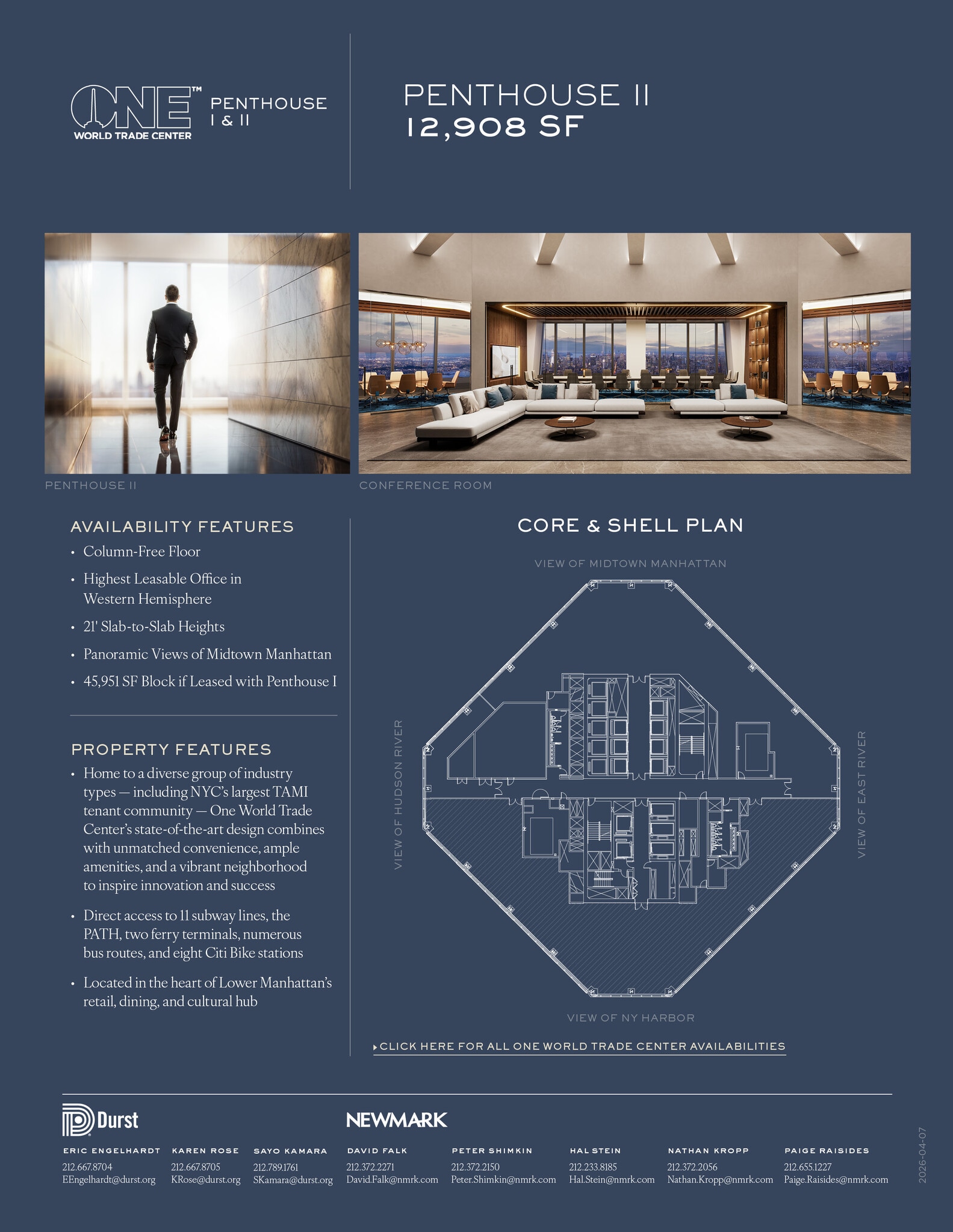 One World Trade Center, New York, NY à louer Plan d’étage– Image 1 sur 7