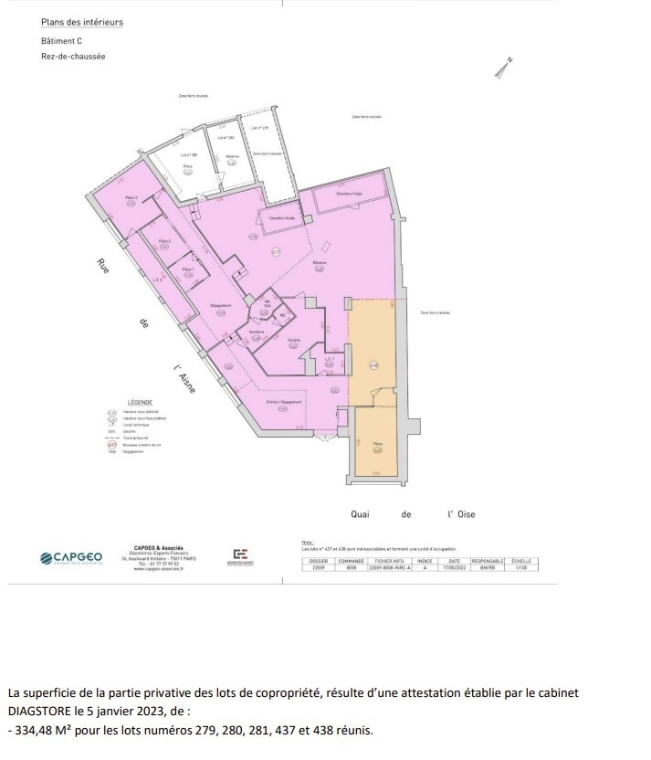 15 Quai De L'Oise, Paris à louer Plan d’étage– Image 1 sur 1