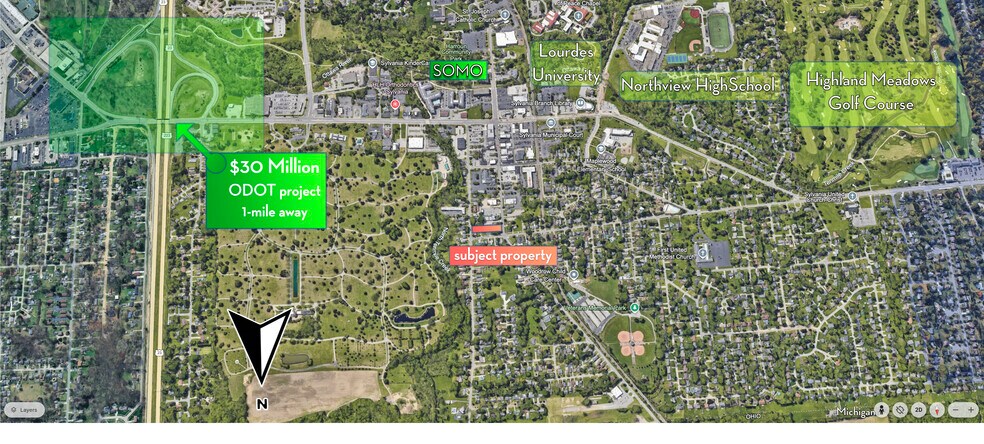 2 Adjacent Corners Downtown Sylvania, OH portefeuille de 2 biens à vendre sur LoopNet.fr - Aérien – Image 3 sur 5