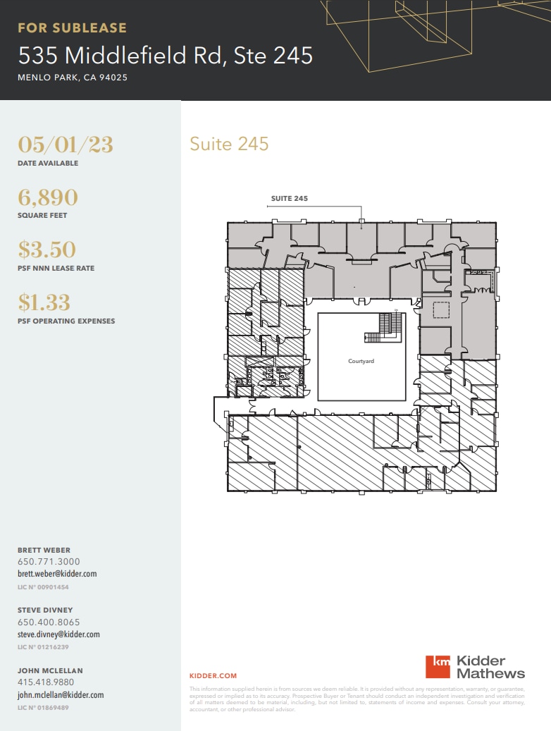 535 Middlefield Rd, Menlo Park, CA à louer Plan d’étage– Image 1 sur 1
