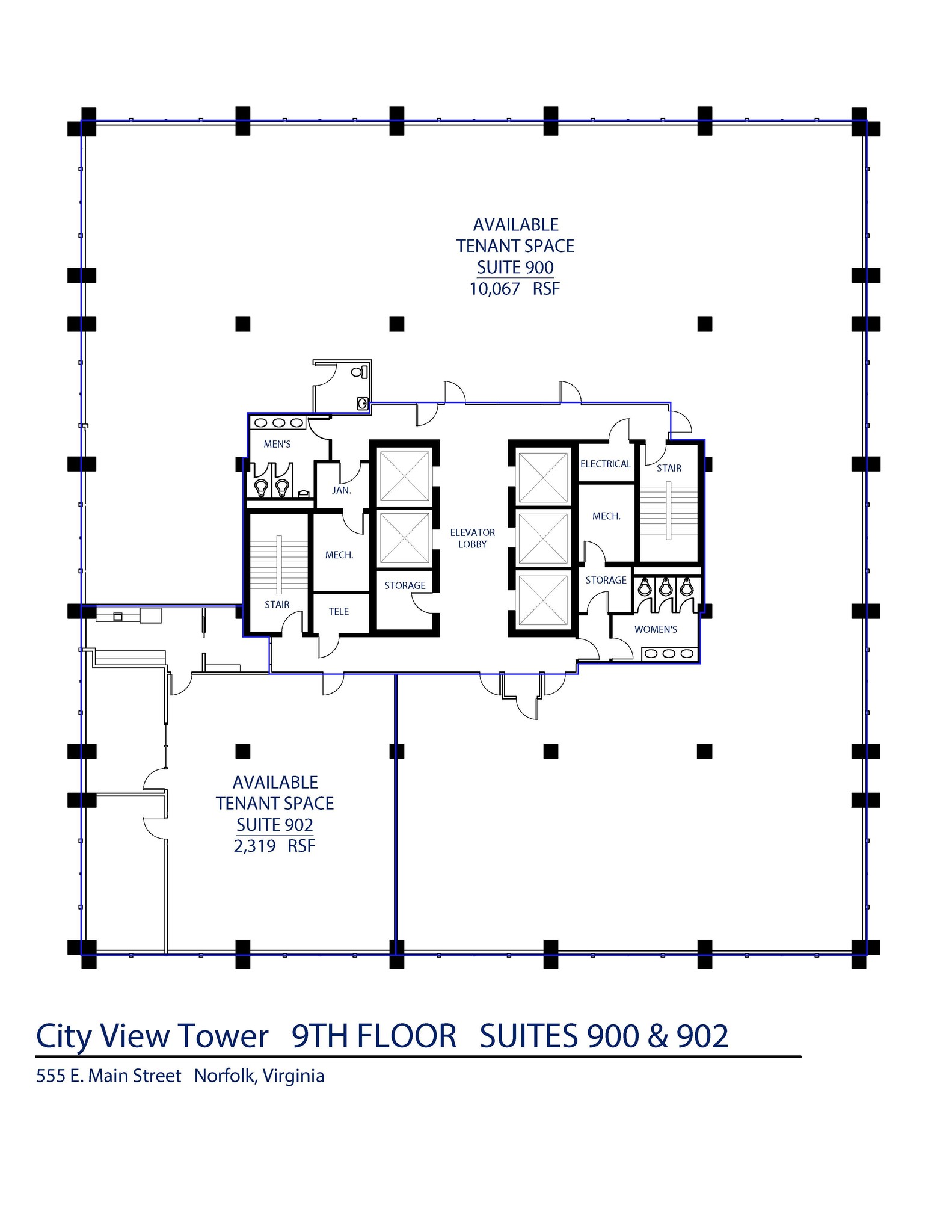 555 E Main St, Norfolk, VA à louer Plan d’étage– Image 1 sur 1