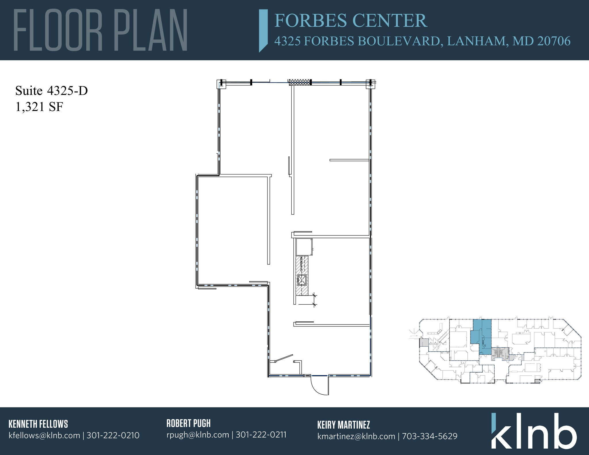 4315-4325 Forbes Blvd, Lanham, MD à louer Plan d’étage– Image 1 sur 2