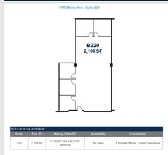 5762 Bolsa Ave, Huntington Beach, CA à louer Plan d’étage– Image 1 sur 1