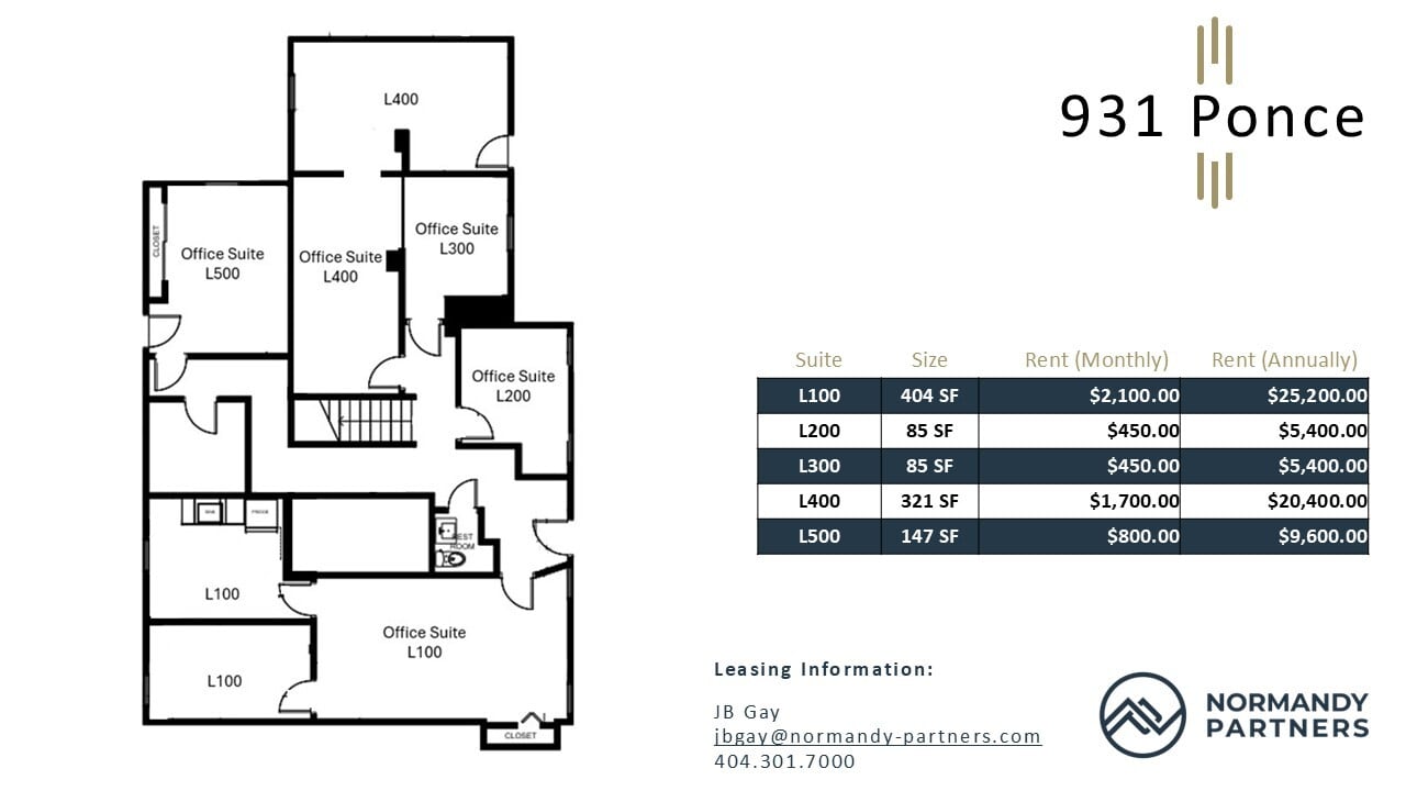 931 Ponce de Leon Ave NE, Atlanta, GA à louer Plan d’étage– Image 1 sur 1